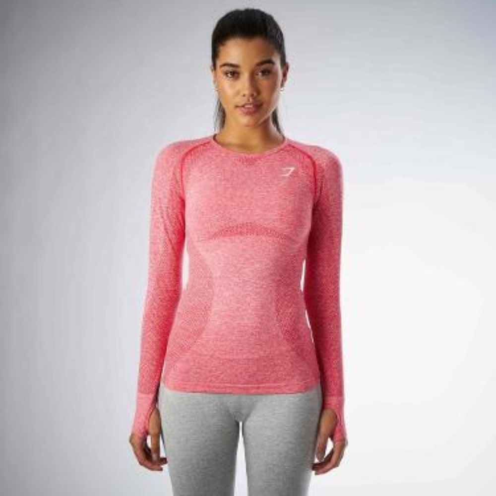 Gymshark Seamless Long Sleeve Top in Sherbet M